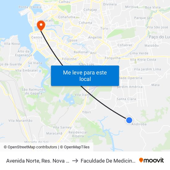 Avenida Norte, Res. Nova Vida - 04 to Faculdade De Medicina - Ufma map