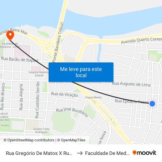 Rua Gregório De Matos X Rua Epitácio Pessoa to Faculdade De Medicina - Ufma map