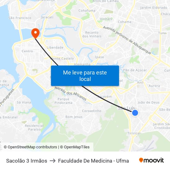 Sacolão 3 Irmãos to Faculdade De Medicina - Ufma map