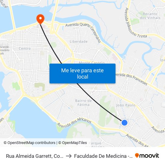 Rua Almeida Garrett, Coroado to Faculdade De Medicina - Ufma map