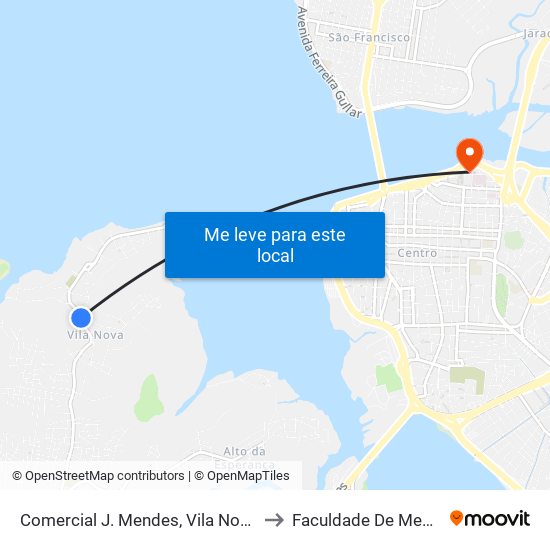 Comercial J. Mendes, Vila Nova (Sentido Bairro) to Faculdade De Medicina - Ufma map