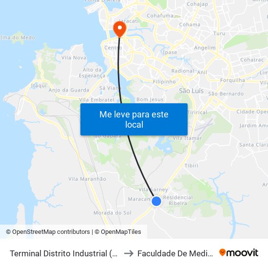 Terminal Distrito Industrial (Sentido Bairro) to Faculdade De Medicina - Ufma map