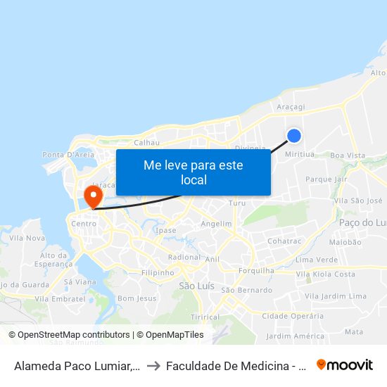 Alameda Paco Lumiar, 513 to Faculdade De Medicina - Ufma map