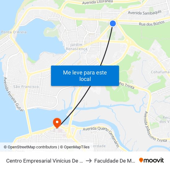 Centro Empresarial Vinícius De Moraes (Sentido Bairro) to Faculdade De Medicina - Ufma map