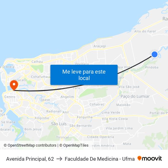 Avenida Principal, 62 to Faculdade De Medicina - Ufma map