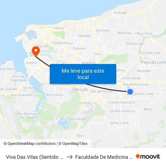 Viva Das Vilas (Sentido Bairro) to Faculdade De Medicina - Ufma map