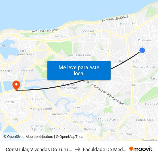 Constrular, Vivendas Do Turu (Sentido Centro) to Faculdade De Medicina - Ufma map