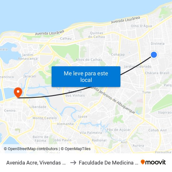 Avenida Acre, Vivendas Do Turu to Faculdade De Medicina - Ufma map