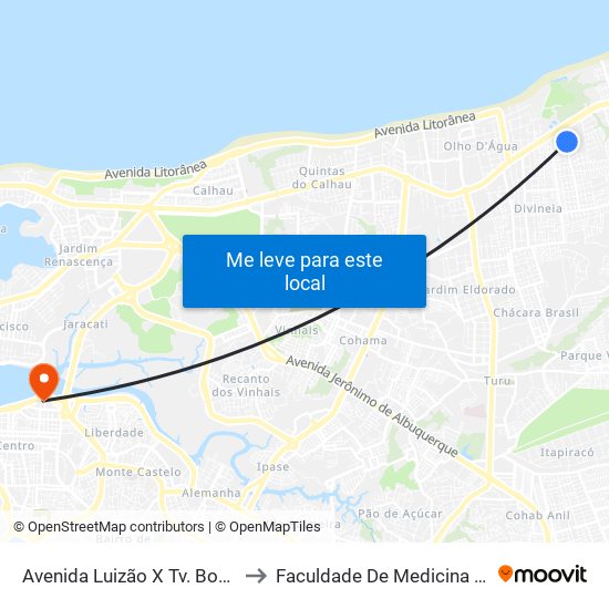 Avenida Luizão X Tv. Boa Vista to Faculdade De Medicina - Ufma map