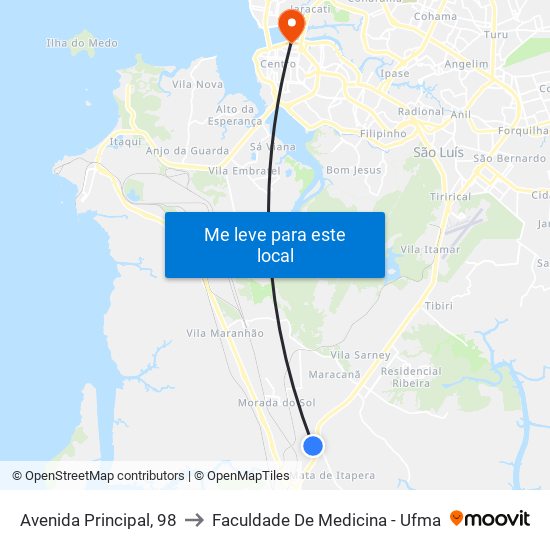 Avenida Principal, 98 to Faculdade De Medicina - Ufma map