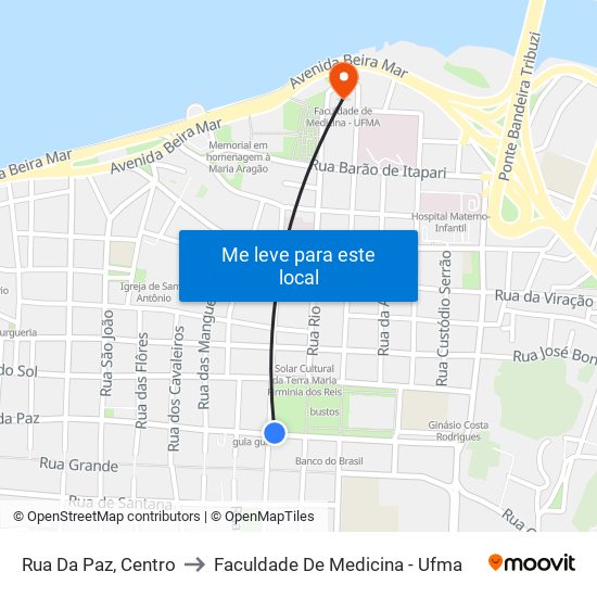 Rua Da Paz, Centro to Faculdade De Medicina - Ufma map