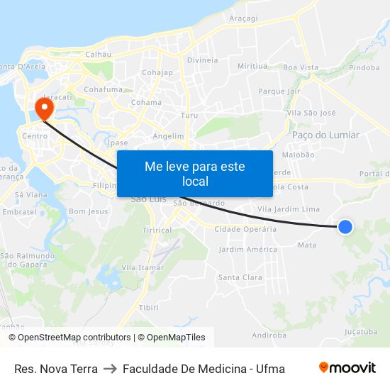 Res. Nova Terra to Faculdade De Medicina - Ufma map