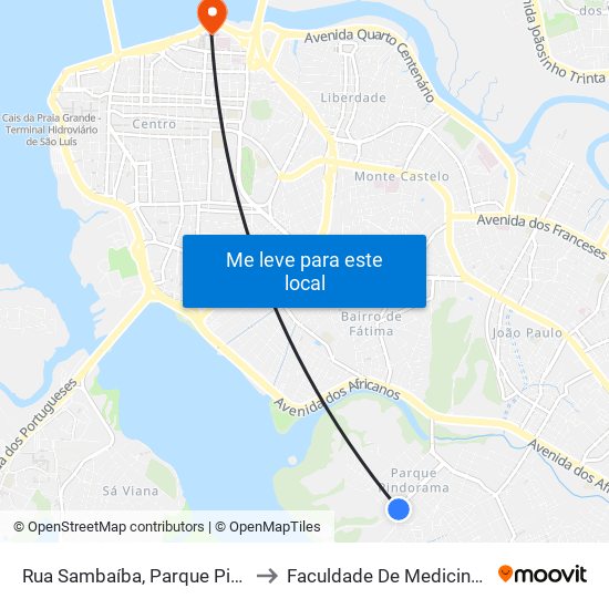 Rua Sambaíba, Parque Pindorama to Faculdade De Medicina - Ufma map