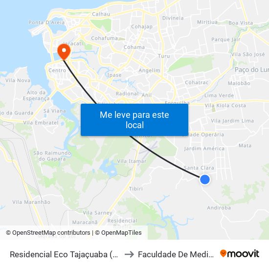 Residencial Eco Tajaçuaba (Sentido Bairro) to Faculdade De Medicina - Ufma map