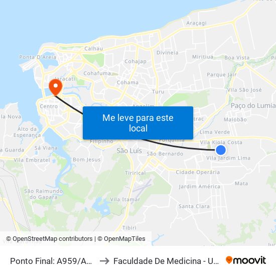 Ponto Final: A959/A964 to Faculdade De Medicina - Ufma map