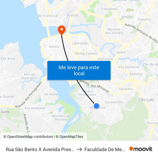 Rua São Bento X Avenida Presidente José Sarney to Faculdade De Medicina - Ufma map