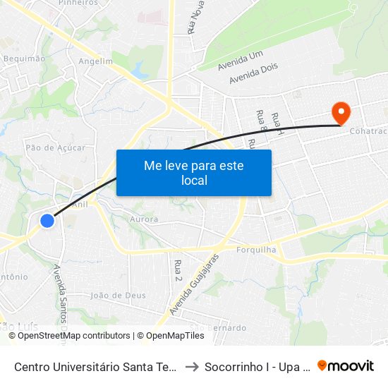 Centro Universitário Santa Teresinha - Cest to Socorrinho I - Upa Cohatrac map