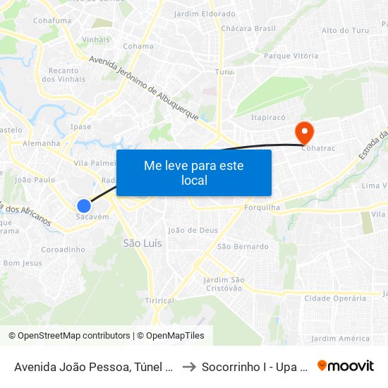 Avenida João Pessoa, Túnel Do Sacavém to Socorrinho I - Upa Cohatrac map