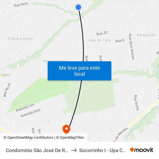 Condomínio São José De Ribamar II to Socorrinho I - Upa Cohatrac map