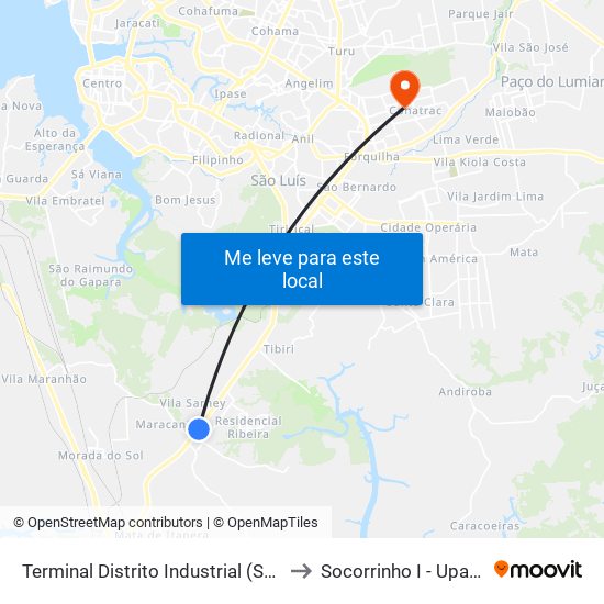 Terminal Distrito Industrial (Sentido Centro) to Socorrinho I - Upa Cohatrac map