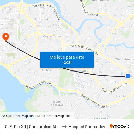 C. E. Pio XII | Condomínio Alto Dos Franceses to Hospital Doutor Juvêncio Matos map