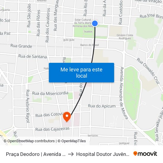 Praça Deodoro | Avenida Silva Maia to Hospital Doutor Juvêncio Matos map