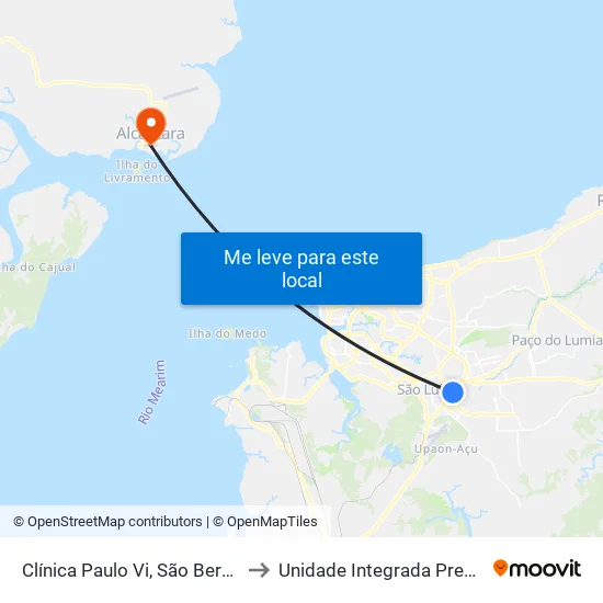 Clínica Paulo Vi, São Bernardo (Sentido Centro) to Unidade Integrada Presidente John Kennedy map