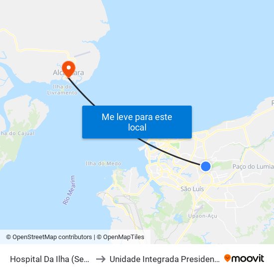 Hospital Da Ilha (Sentido Centro) to Unidade Integrada Presidente John Kennedy map