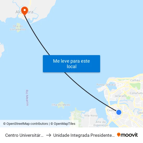 Centro Universitário Estácio to Unidade Integrada Presidente John Kennedy map