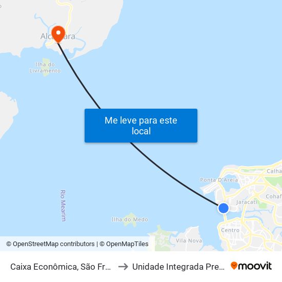 Caixa Econômica, São Francisco (Sentido Bairro) to Unidade Integrada Presidente John Kennedy map