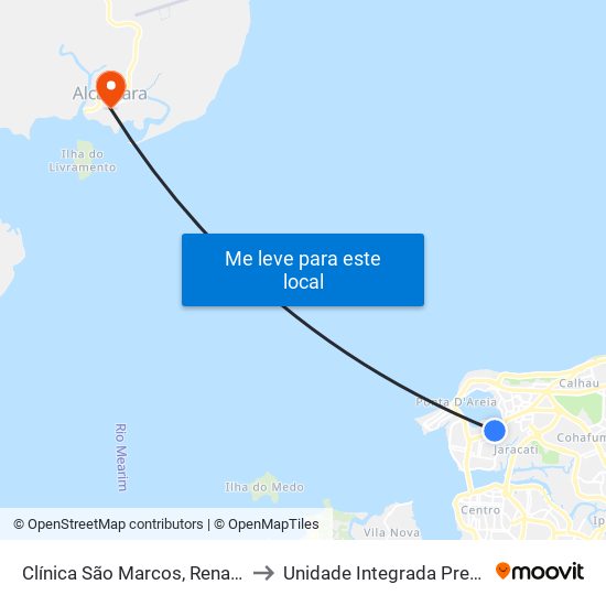 Clínica São Marcos, Renascença (Sentido Bairro) to Unidade Integrada Presidente John Kennedy map