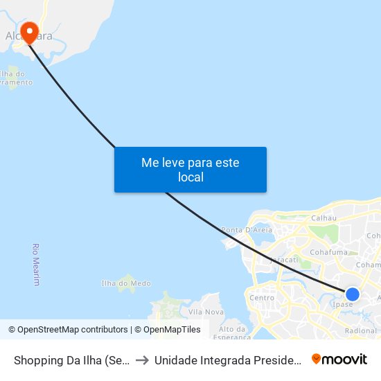 Shopping Da Ilha (Sentido Centro) to Unidade Integrada Presidente John Kennedy map