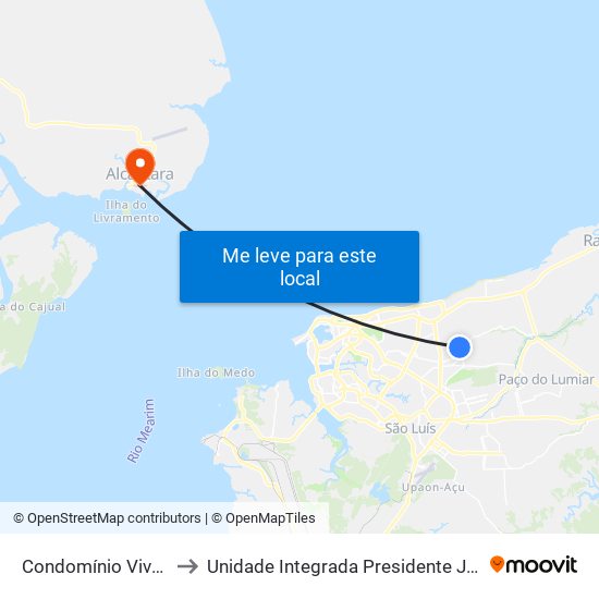 Condomínio Vivare Turu to Unidade Integrada Presidente John Kennedy map