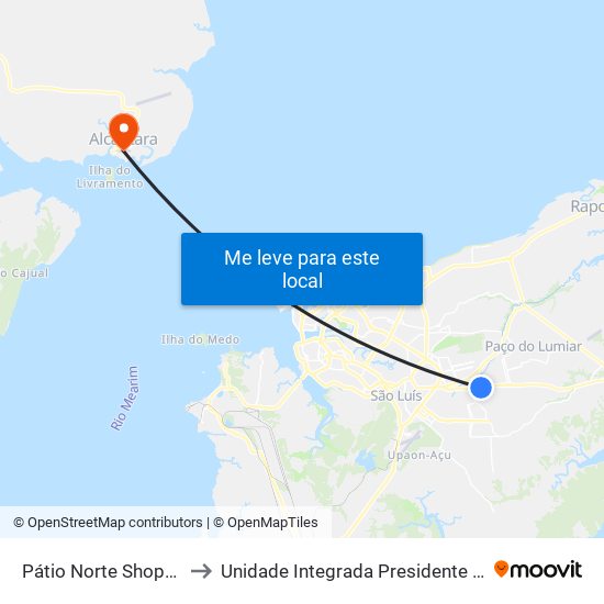 Pátio Norte Shopping (Ida) to Unidade Integrada Presidente John Kennedy map