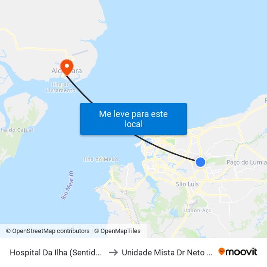 Hospital Da Ilha (Sentido Centro) to Unidade Mista Dr Neto Guterres map