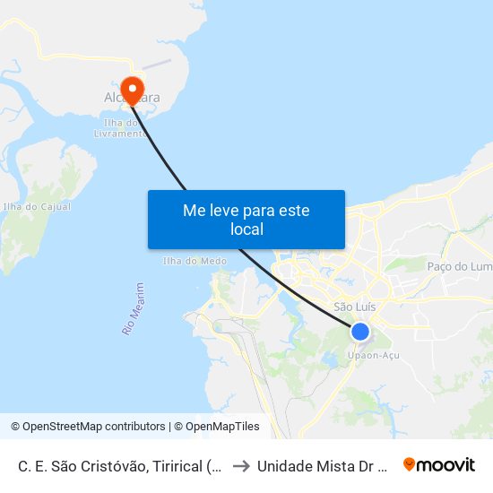 C. E. São Cristóvão, Tirirical (Sentido Aeroporto) to Unidade Mista Dr Neto Guterres map