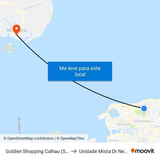 Golden Shopping Calhau (Sentido Bairro) to Unidade Mista Dr Neto Guterres map