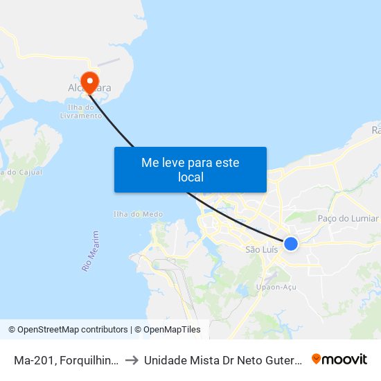 Ma-201, Forquilhinha to Unidade Mista Dr Neto Guterres map