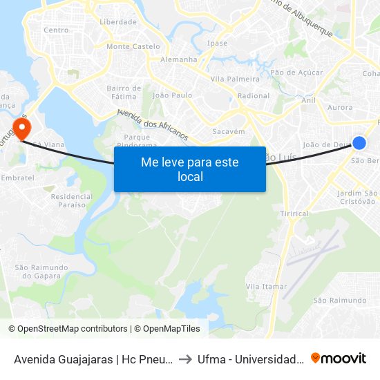 Avenida Guajajaras | Hc Pneus Good Year (Sentido Aeroporto) to Ufma - Universidade Federal Do Maranhão map