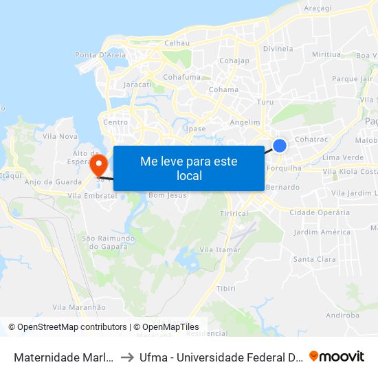 Maternidade Marly Sarney to Ufma - Universidade Federal Do Maranhão map