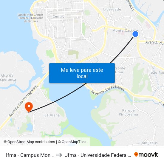 Ifma - Campus Monte Castelo to Ufma - Universidade Federal Do Maranhão map