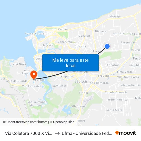 Via Coletora 7000 X Via Coletora 5000 to Ufma - Universidade Federal Do Maranhão map