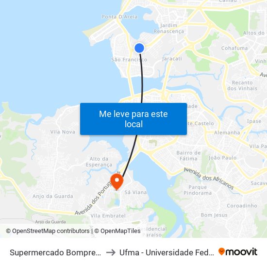 Supermercado Bompreço, São Francisco to Ufma - Universidade Federal Do Maranhão map