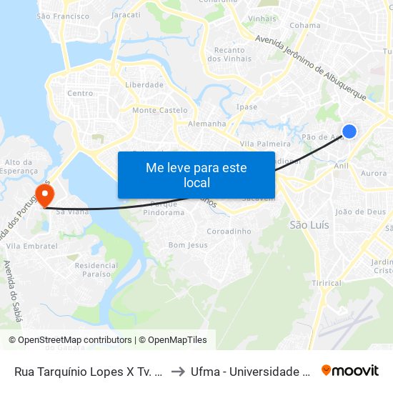 Rua Tarquínio Lopes X Tv. Dos Índios (Sentido Anil) to Ufma - Universidade Federal Do Maranhão map