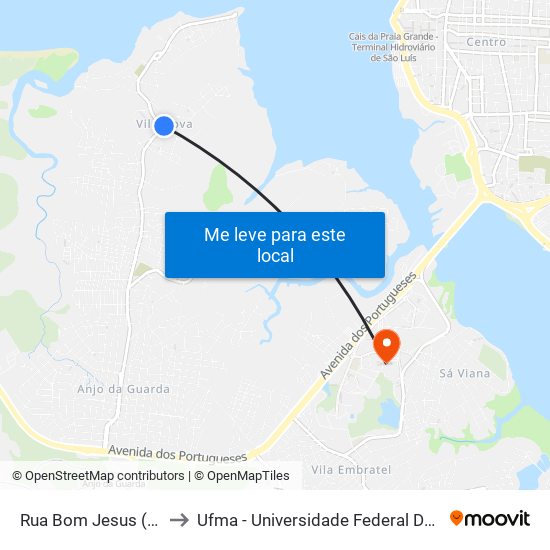 Rua Bom Jesus (Centro) to Ufma - Universidade Federal Do Maranhão map