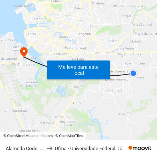 Alameda Codo, 12-172 to Ufma - Universidade Federal Do Maranhão map