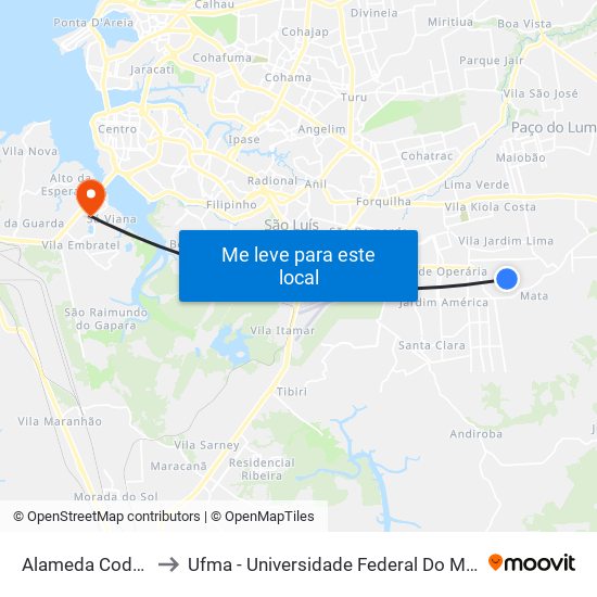 Alameda Codo, 23 to Ufma - Universidade Federal Do Maranhão map