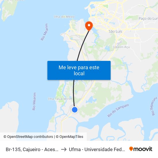 Br-135, Cajueiro - Acesso Ao Coqueiro to Ufma - Universidade Federal Do Maranhão map