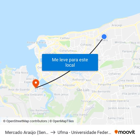 Mercado Araújo (Sentido Centro) to Ufma - Universidade Federal Do Maranhão map