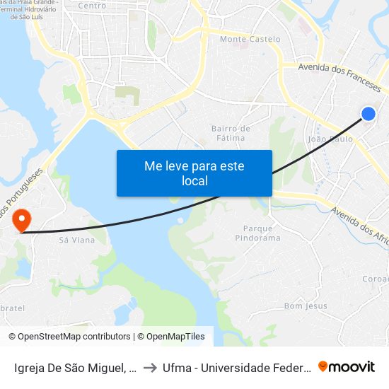 Igreja De São Miguel, Ivar Saldanha to Ufma - Universidade Federal Do Maranhão map